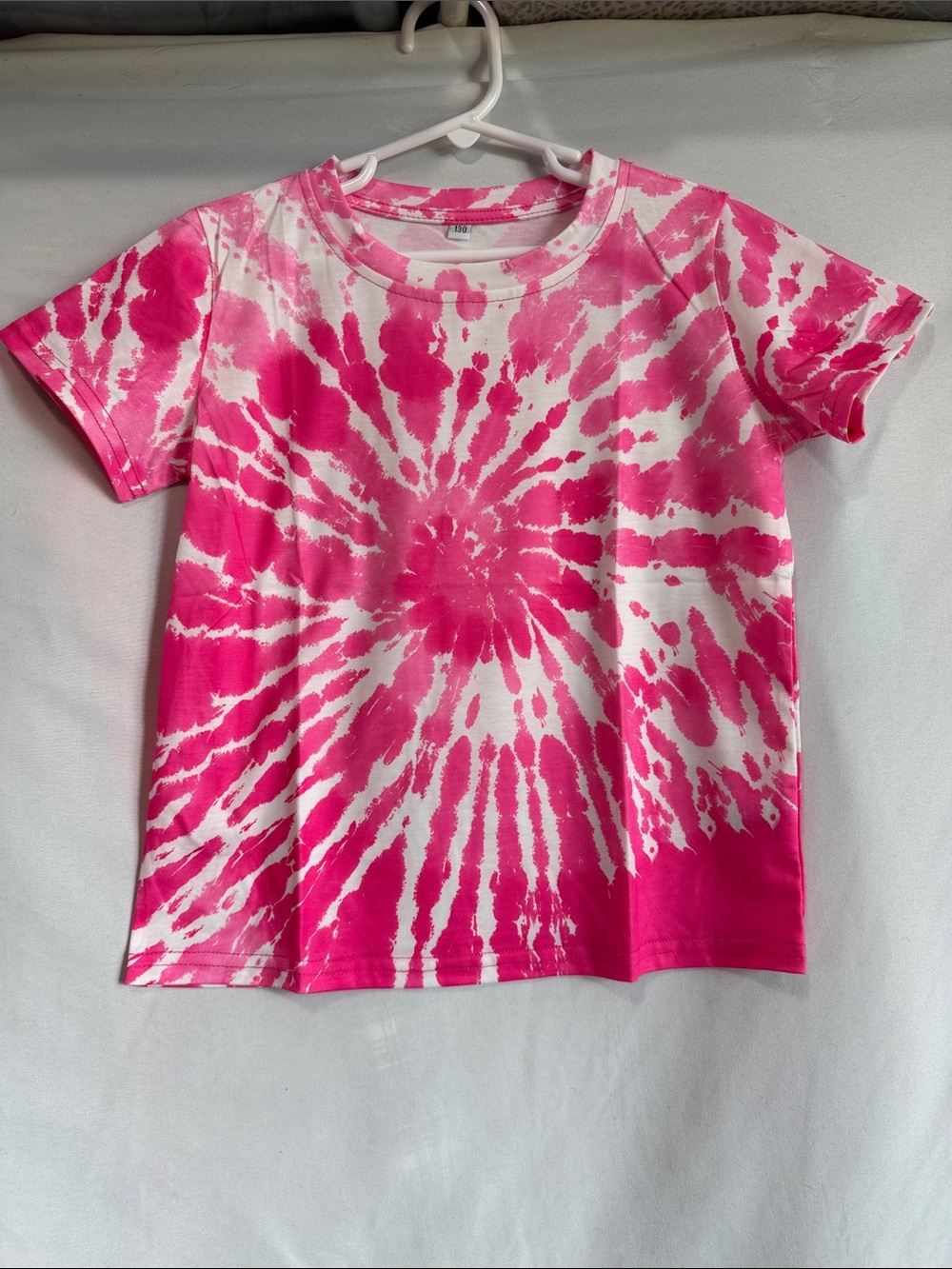 Kids Pink Tie-Dye Short Sleeve Tee - Classic Crew Neck